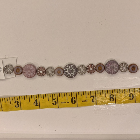 Bead Landing Czech Glass Flower Coin Beads & Spacers: 11 Strands w 200+ Beads - Picture 6 of 8